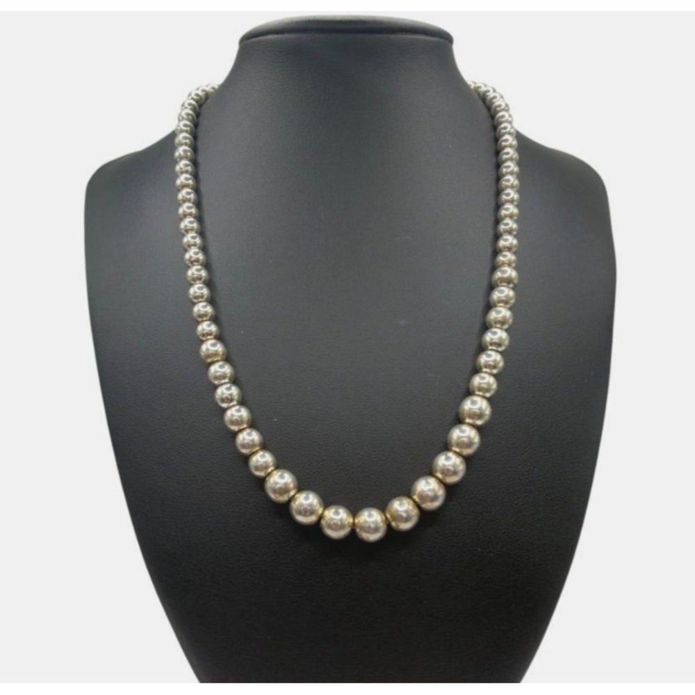Lauren Ralph Lauren Necklace Silver Tone Ball Beaded Signed 18" on Chain